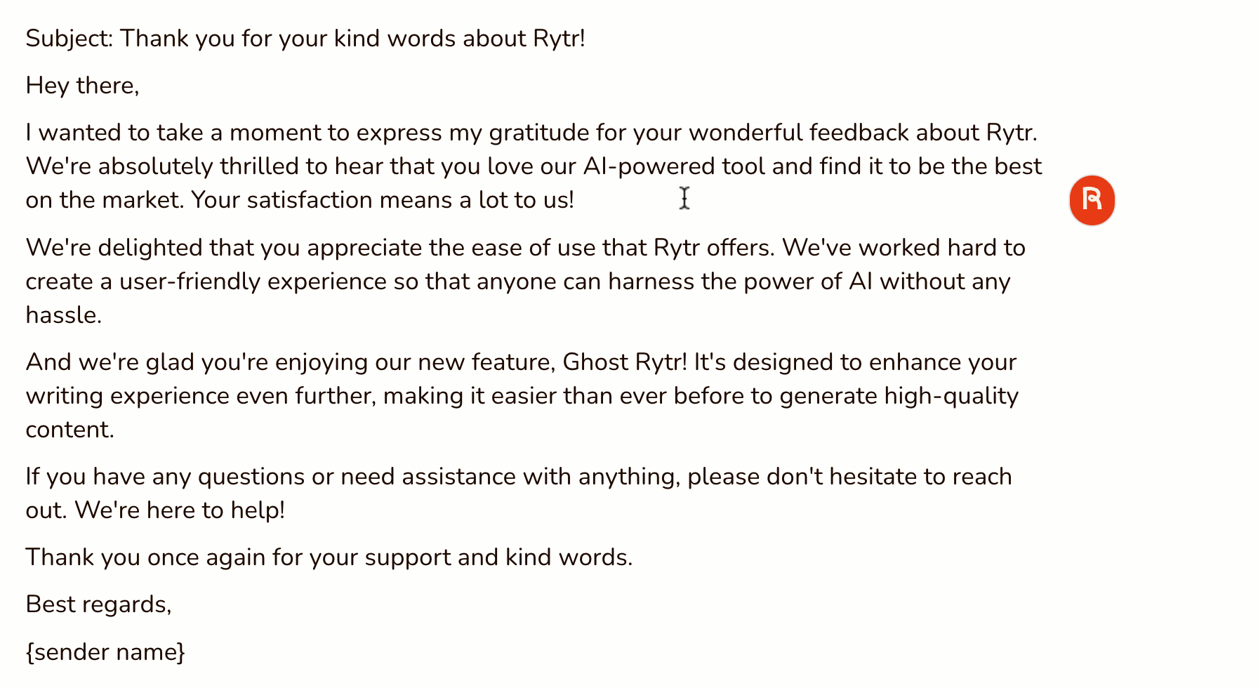 Rytr - Edit Text - Ghost Rytr